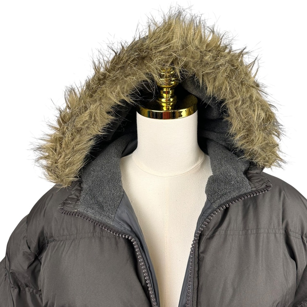 Vintage Y2K Northern Explosion NXP Black Puffer Jacket Fur Hood Youth L Women S - Picture 2 of 9